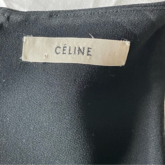 Celine Dress Black Sleeveless Fit & Flare Pockets Minimalist Luxury Classic LBD - Picture 6 of 12